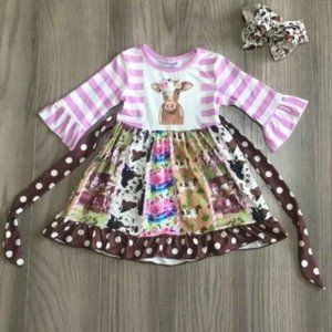 Girls Boutique Cow print dress set (NEW)